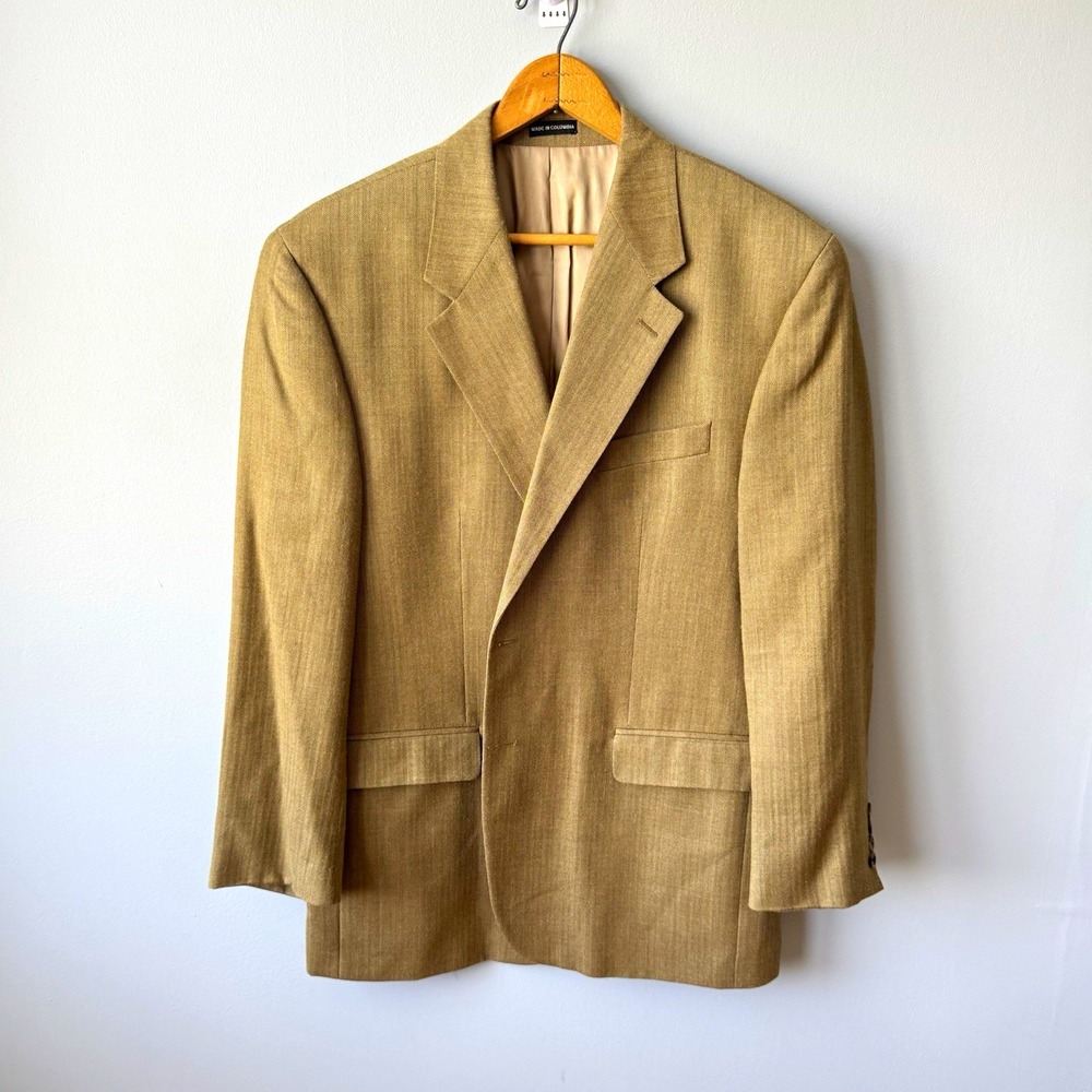 Vintage Lauren Ralph Lauren x Lord & Taylor 44R Silk Wool Herringbone Blazer Y2K
